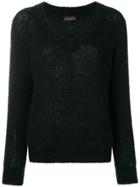 Roberto Collina V Neck Knitted Sweater - Black