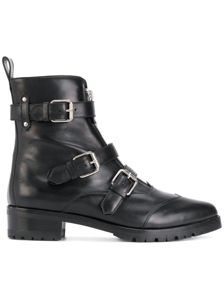 Tabitha Simmons Pointed Toe Buckle Boots - Black