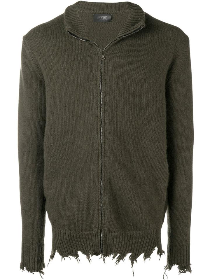 Overcome Distressed Zip Up Jacket - Green