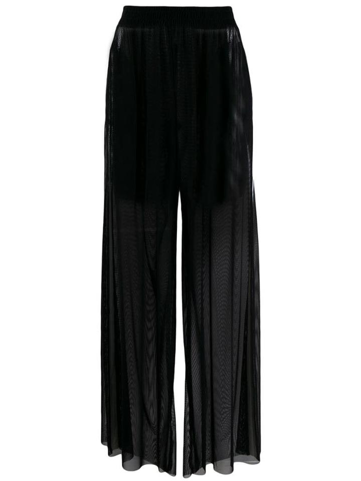 Norma Kamali Stripe Sheer Wide Leg Trousers - Black