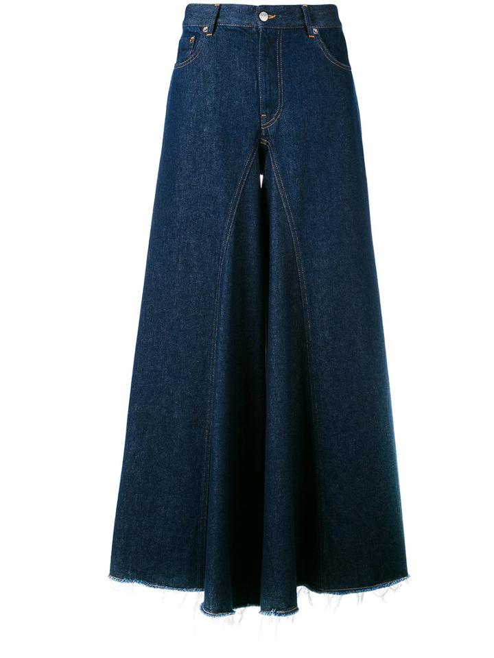5 Pocket Wide Pants - Women - Cotton - 42, Blue, Cotton, Mm6 Maison Margiela