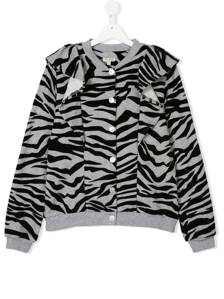 Kenzo Kids Animal Print Frill Cardigan - Grey