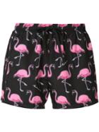 Moschino Flaming Print Swim Shorts, Men's, Size: Small, Black, Polyester