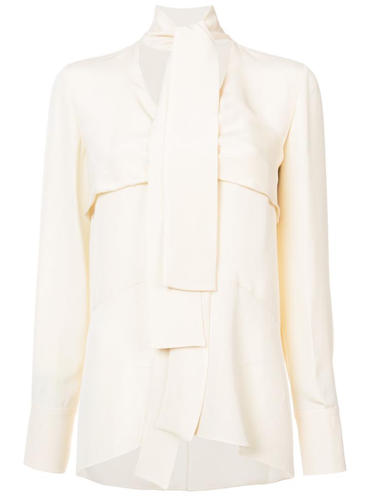 Derek Lam Long Sleeve Blouse With Tie Overlay - White