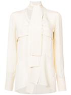 Derek Lam Long Sleeve Blouse With Tie Overlay - White