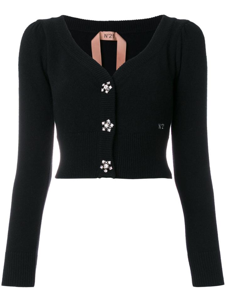 No21 Embellished Button Cardigan - Black