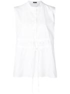 Jil Sander Navy Sleeveless Collarless Shirt - White