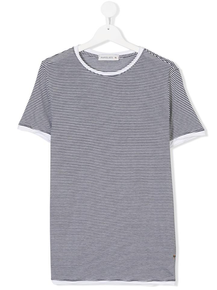 Manuel Ritz Kids Teen Striped Short Sleeve T-shirt - Blue