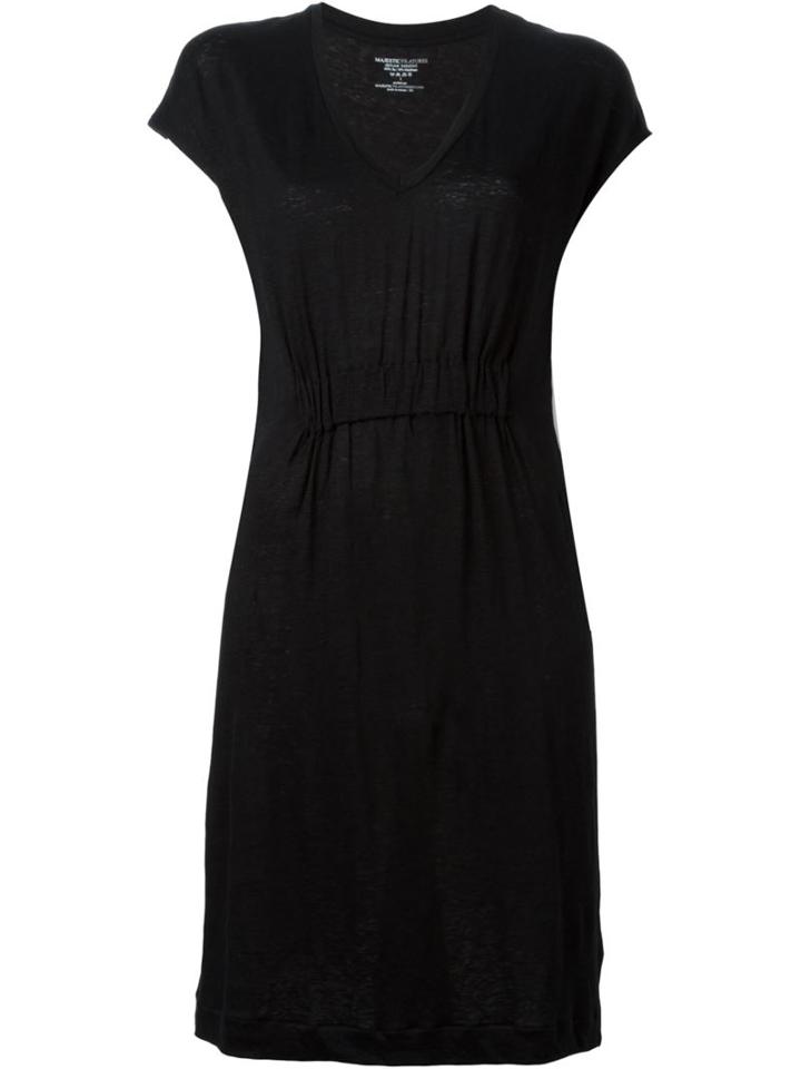 Majestic Filatures T-shirt Dress, Women's, Size: 1, Black, Linen/flax/spandex/elastane