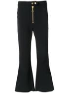 Ellery Zipped Cropped Flared Trousers - Black