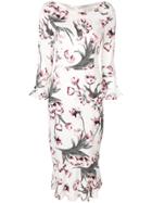 Goat Peplum Hem Floral Dress - White