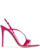Gianvito Rossi Pink Manhattan 105 Patent Leather Slingback Sandals