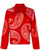 424 Fairfax Paisley Print Denim Jacket - Red