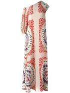 Msgm Floral Print Asymmetric Dress - Nude & Neutrals
