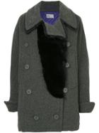 Kolor Fur Bib Double Breasted Coat - Grey