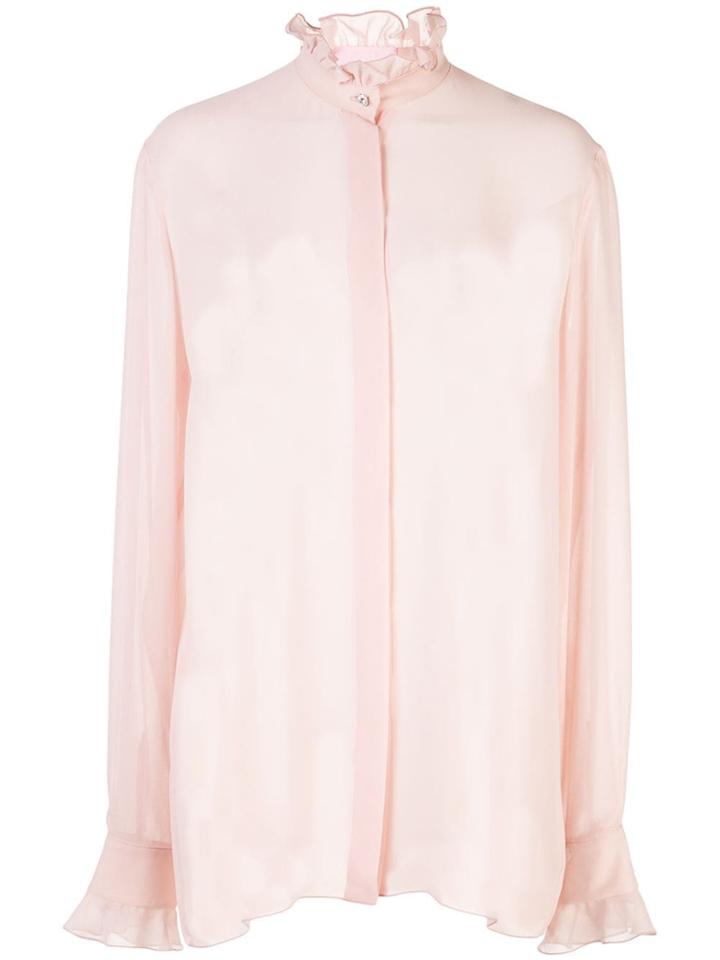 Giamba Frill-trim Sheer Blouse - Pink