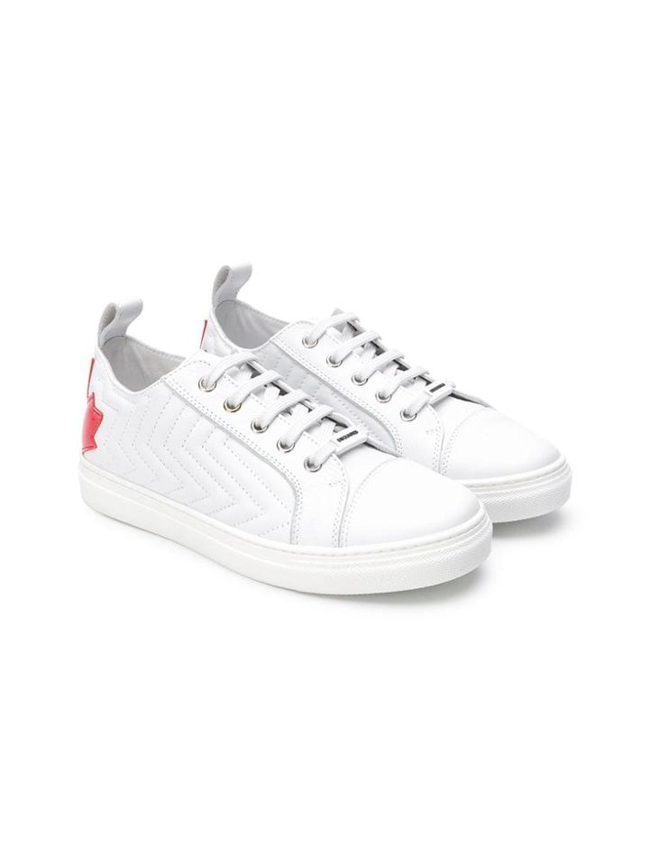 Dsquared2 Kids Teen Ribbed Maple Leaf Logo Sneakers - White