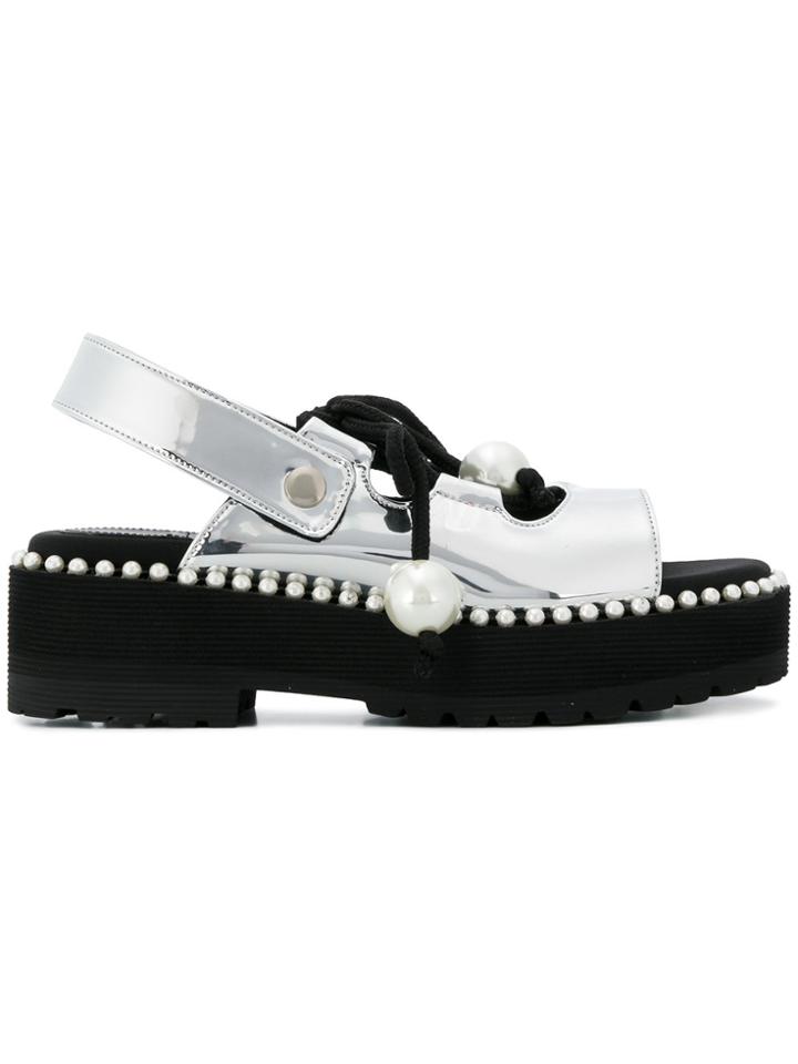 Suecomma Bonnie Pearl Line Platform Sandals - Metallic