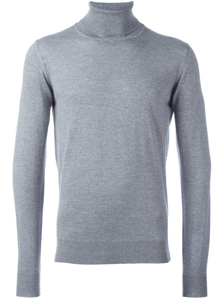 Emporio Armani Melange Turtleneck Jumper, Men's, Size: 50, Grey, Virgin Wool