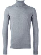 Emporio Armani Melange Turtleneck Jumper, Men's, Size: 50, Grey, Virgin Wool