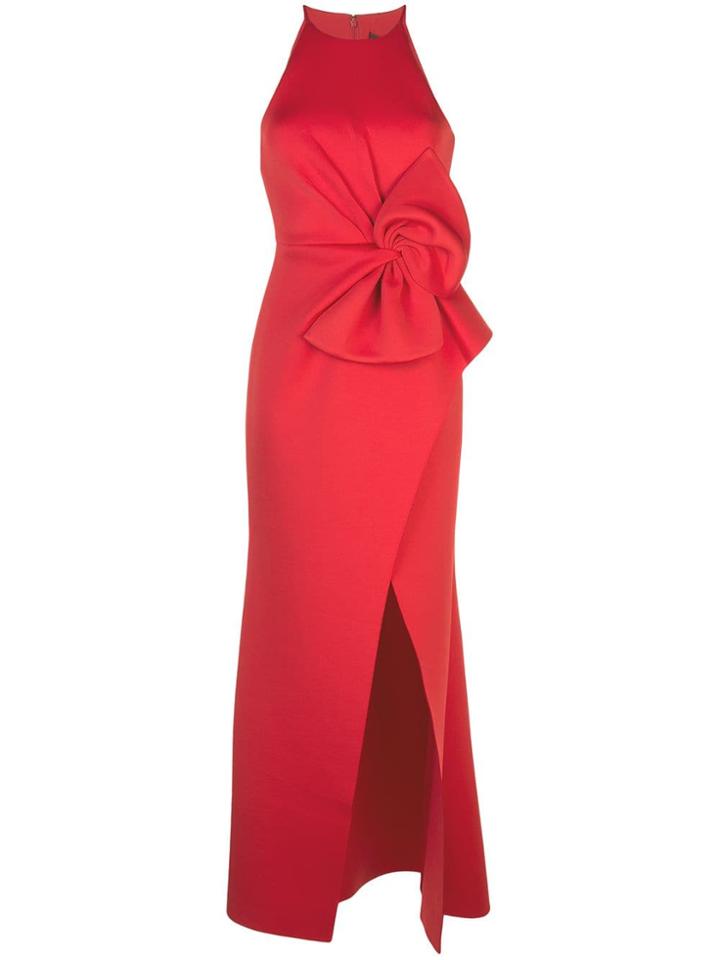 Badgley Mischka Empire Line Bow Dress - Red