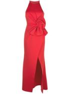 Badgley Mischka Empire Line Bow Dress - Red