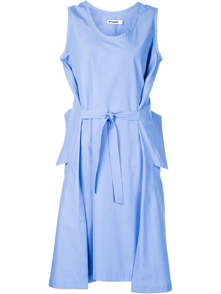 Jil Sander Pleated Belt Dress