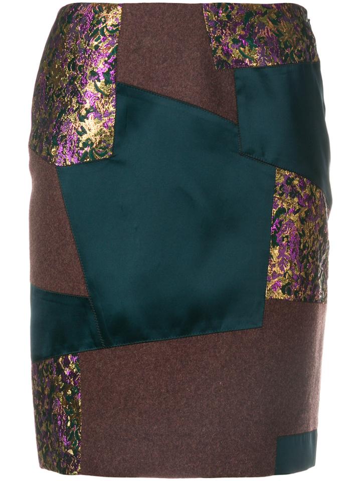Kolor Patchwork Pencil Skirt - Pink & Purple