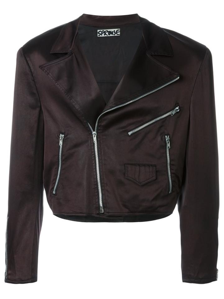 Stephen Sprouse Vintage Cropped Biker Jacket - Brown