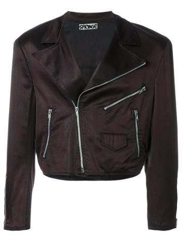 Stephen Sprouse Vintage Cropped Biker Jacket - Brown