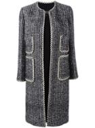 Giambattista Valli Patch Pocket Open Coat, Women's, Size: 48, Black, Cotton/polyester/silk/viscose