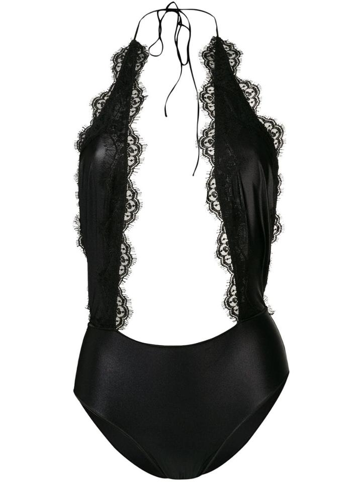 Oseree Lace Detail Swuimsuit - Black