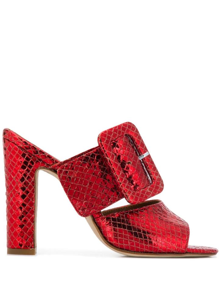 Paris Texas Metallic Mules - Red