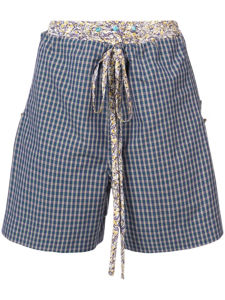 Vivienne Westwood Anglomania Cannone Faux Layered Check Shorts - Blue