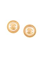 Chanel Pre-owned Round Pearl Cc Earrings - Gold