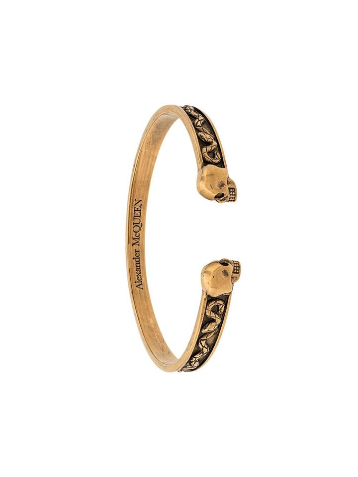 Alexander Mcqueen Double Skull Bracelet - Gold