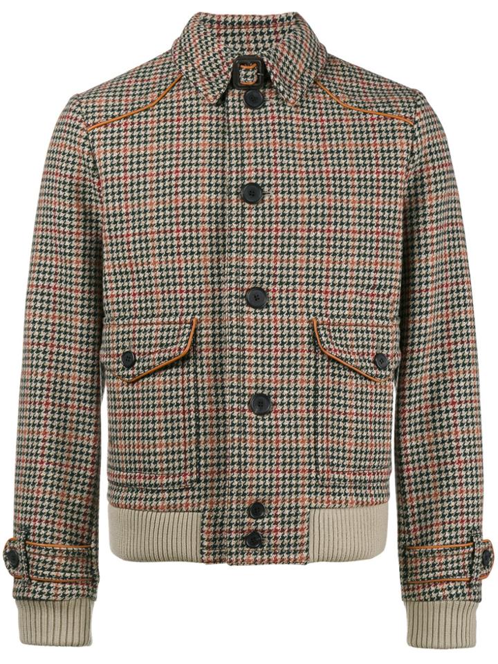 Prada Houndstooth Checked Jacket - Brown
