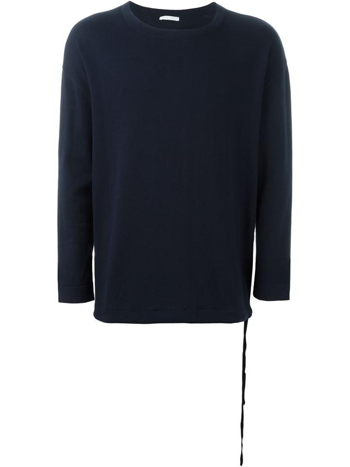 Société Anonyme Drawstring Hem Jumper, Men's, Size: Large, Blue, Cotton