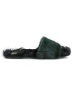 Mr & Mrs Italy Fur Slippers - Green