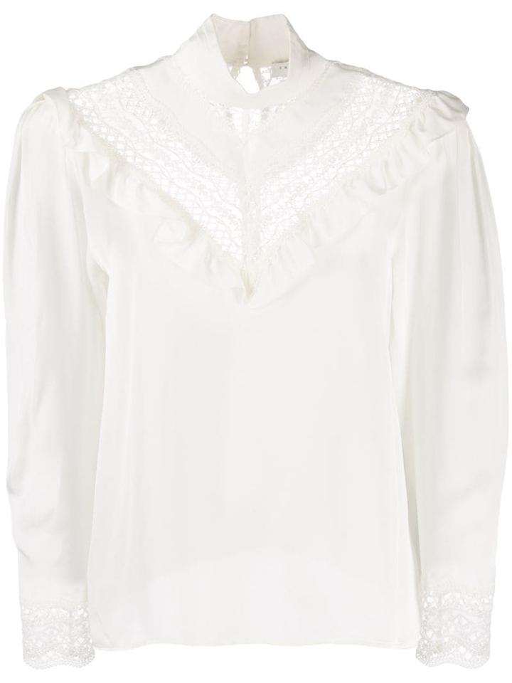 Sandro Paris Lace Detail Blouse - White