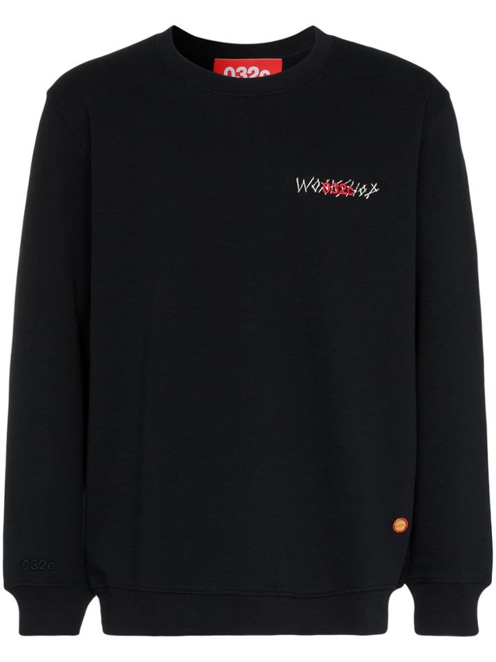 032c Logo Crew-neck Cotton Sweatshirt - Black