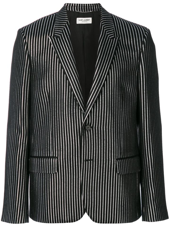 Saint Laurent Striped Metallic Blazer - Black