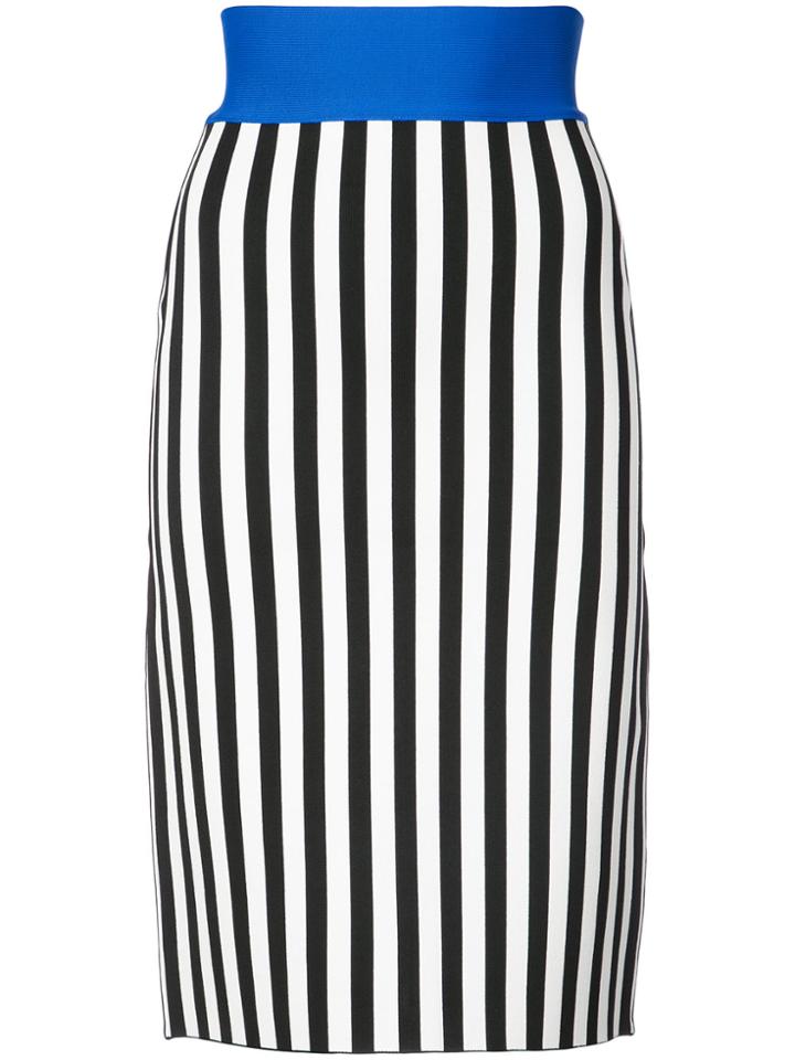 David Koma High Waist Striped Skirt - White