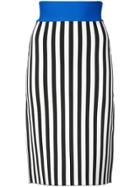 David Koma High Waist Striped Skirt - White