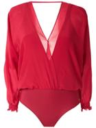 Brigitte Silk Bodysuit - Red