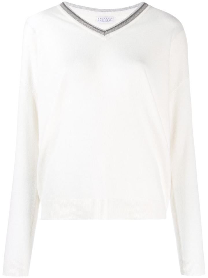 Brunello Cucinelli Ball-chain Neck Jumper - White