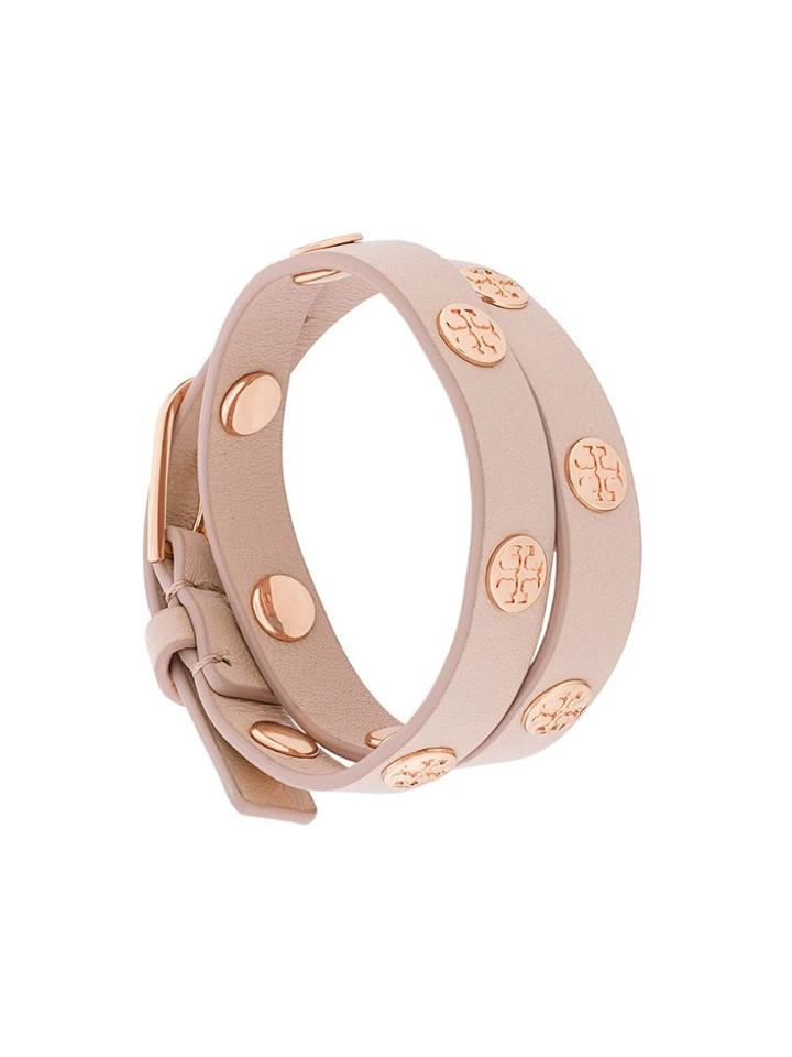 Tory Burch Double-wrap Logo Stud Bracelet - Pink