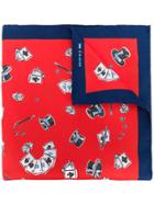 Kiton Magician Print Handkerchief - Red