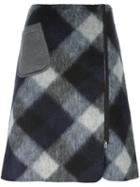 Jil Sander Navy A-line Check Skirt, Women's, Size: 38, Grey, Acetate/cupro/polyester/mohair