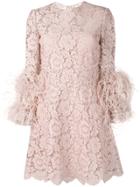 Valentino Embellished Heavy Lace Dress - Pink